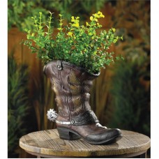 Zingz and Thingz Spurred Cowboy Boot Planter in Brown   